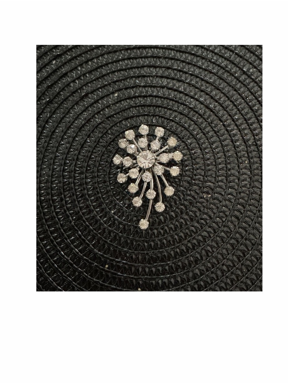 Crystal Burst Dandelion Brooch - Silver Tone, Clear Crystal